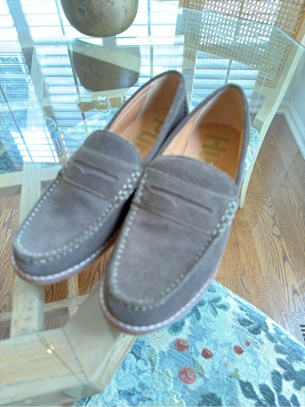 Hush Puppies Taupe Suede Penny Loafers